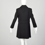 Small 1960s Mod Black Coat Double Breasted Military Style