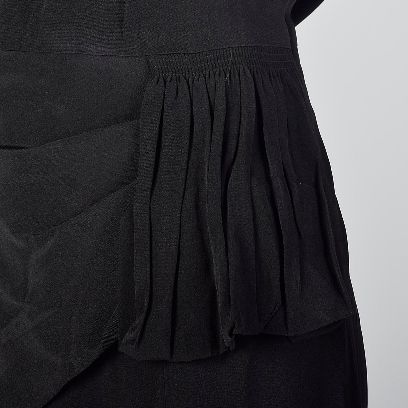1940s Black Rayon Dress with Beaded Collar