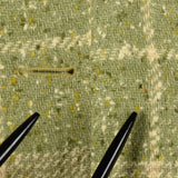 Small 1960s Two Piece Set Green Beige Plaid Fleck Tweed  Separates Ensemble Skirt Jacket