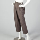 1980s Norma Kamali Gray Knit Pants with Suspender Buttons