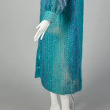 Large 1980s Teal Blue Cardigan Coat