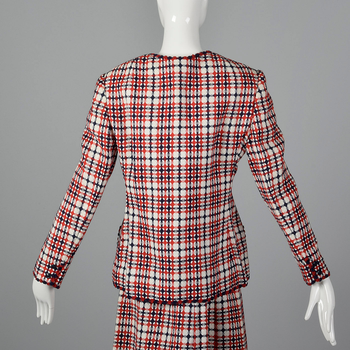 1960s Dress Set in Red and Navy Plaid