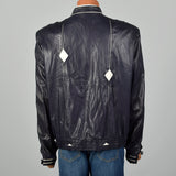 Large Battaglia 1980s Rockabilly Navy Leather Jacket