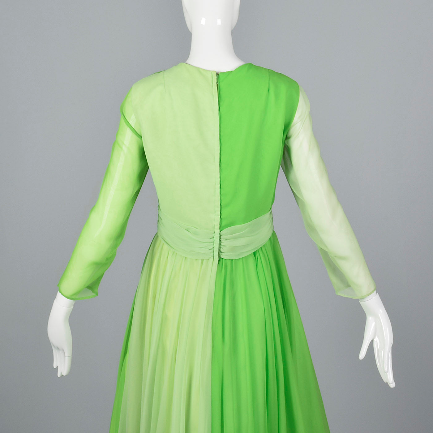 1970s Green Colorblock Maxi Dress