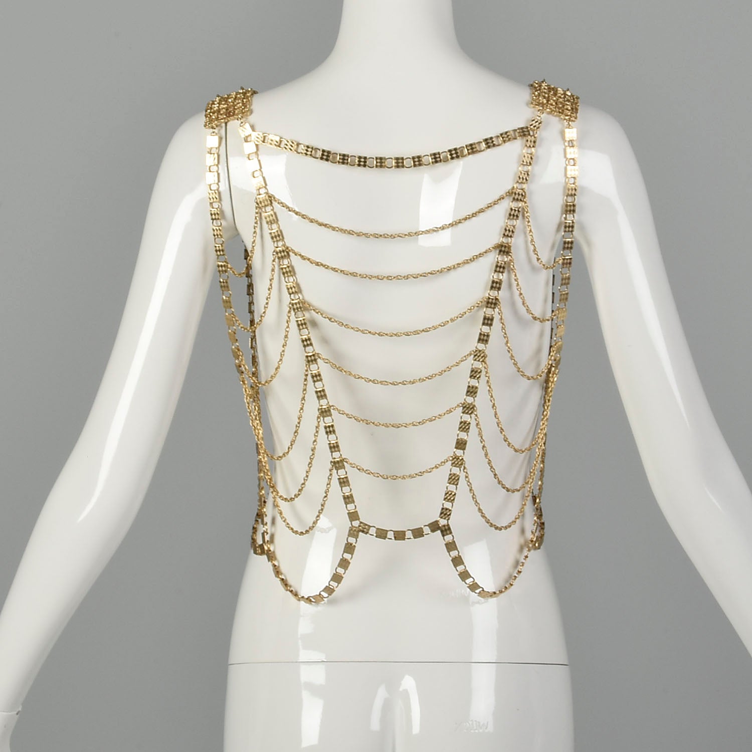 OSFM 1970s Trifari Chain Vest Gold Tone Sexy Fetish Jewelry