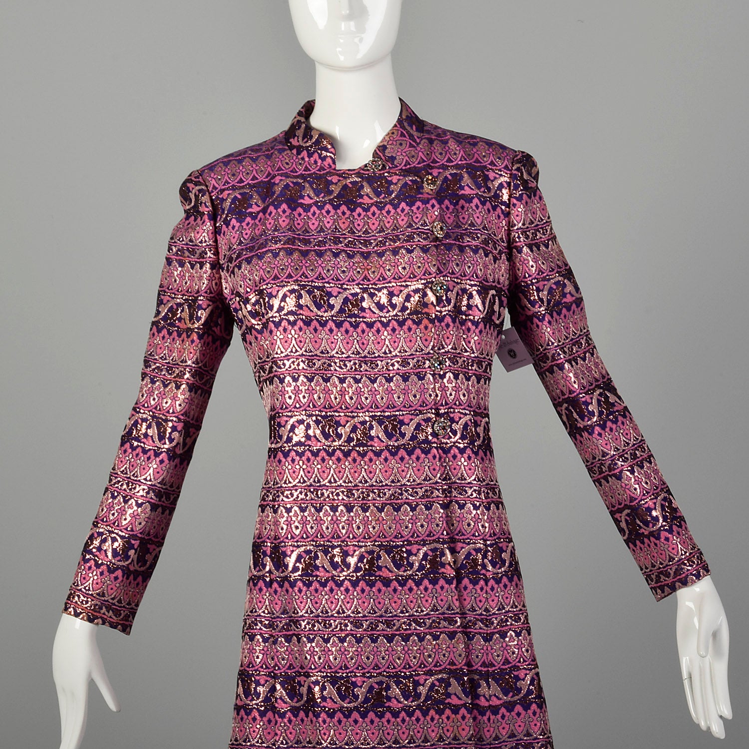 Medium 1960s Adele Simpson Metallic Brocade Coat