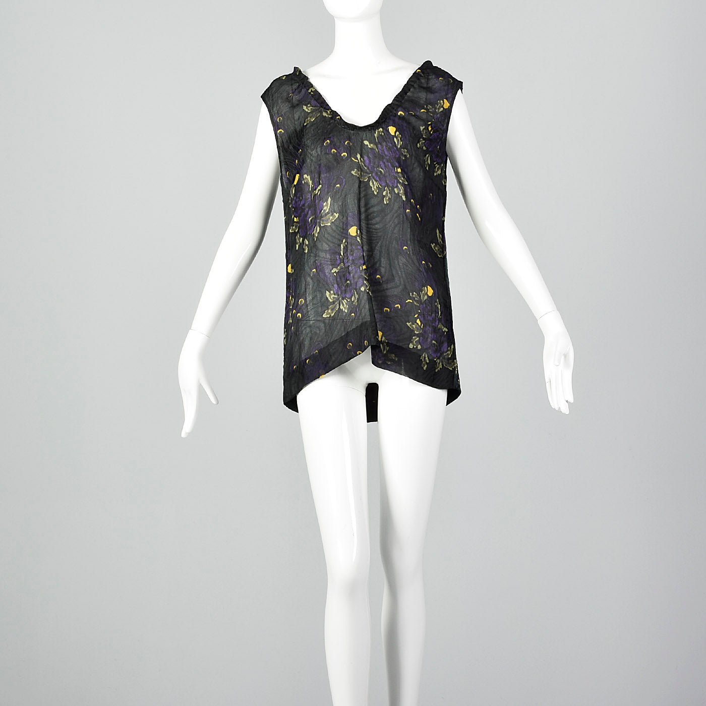 2010s Marni Green Silk and Wool Floral Top