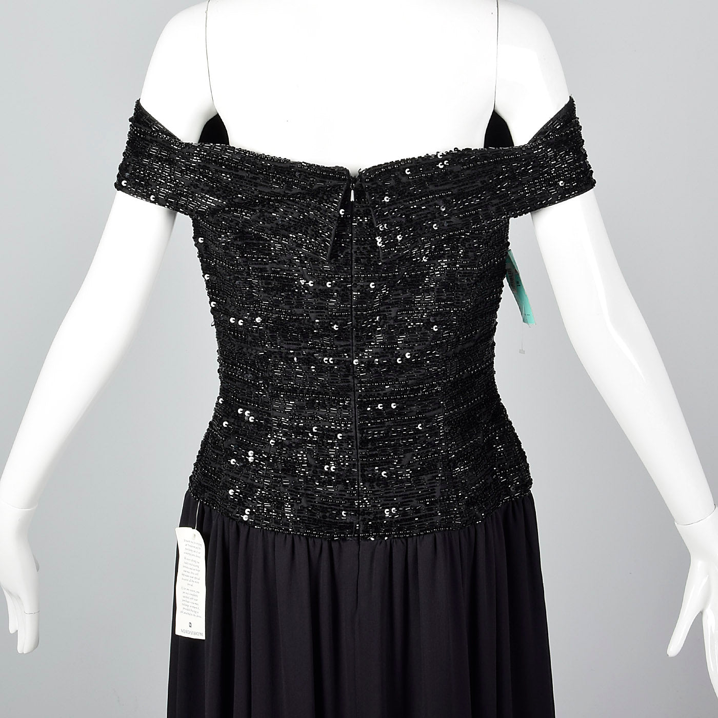 Off Shoulder Oleg Cassini Black Tie Formal Gown with Beaded Bodice and Style & Salvage Off Shoulder Oleg Cassini Black Tie Formal Gown with Beaded Bodice and Style & Salvage