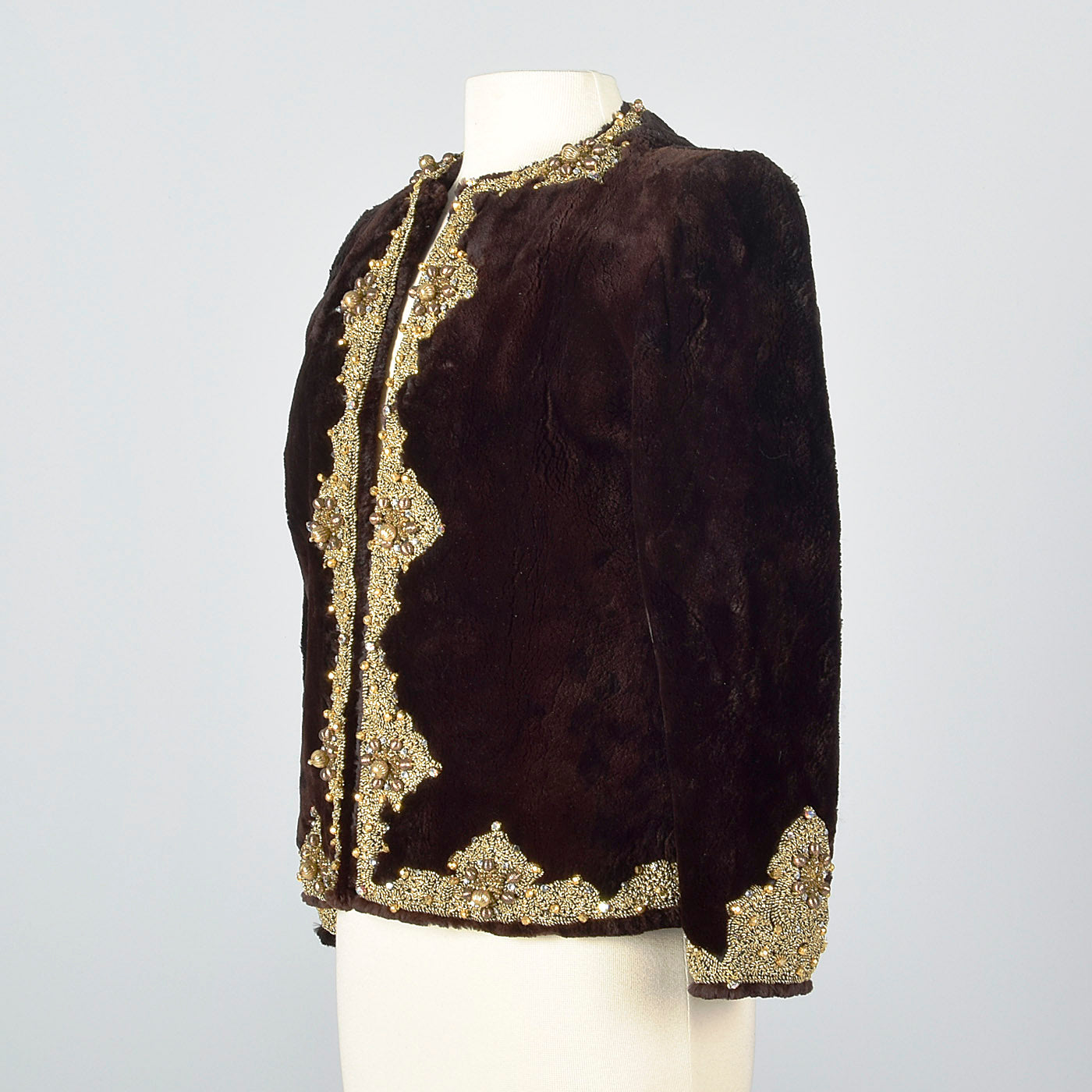 Oscar de la Renta Sheared Mink Beaded Jacket