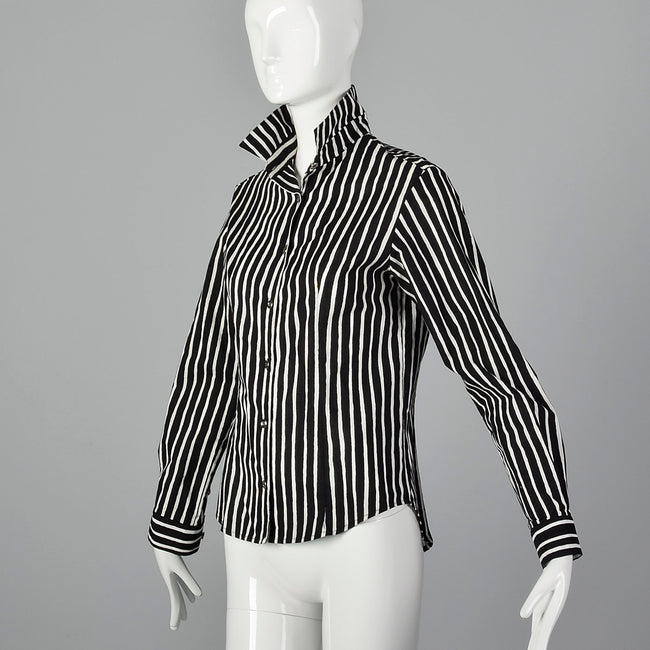 2000s Marimekko Black and White Striped Shirt