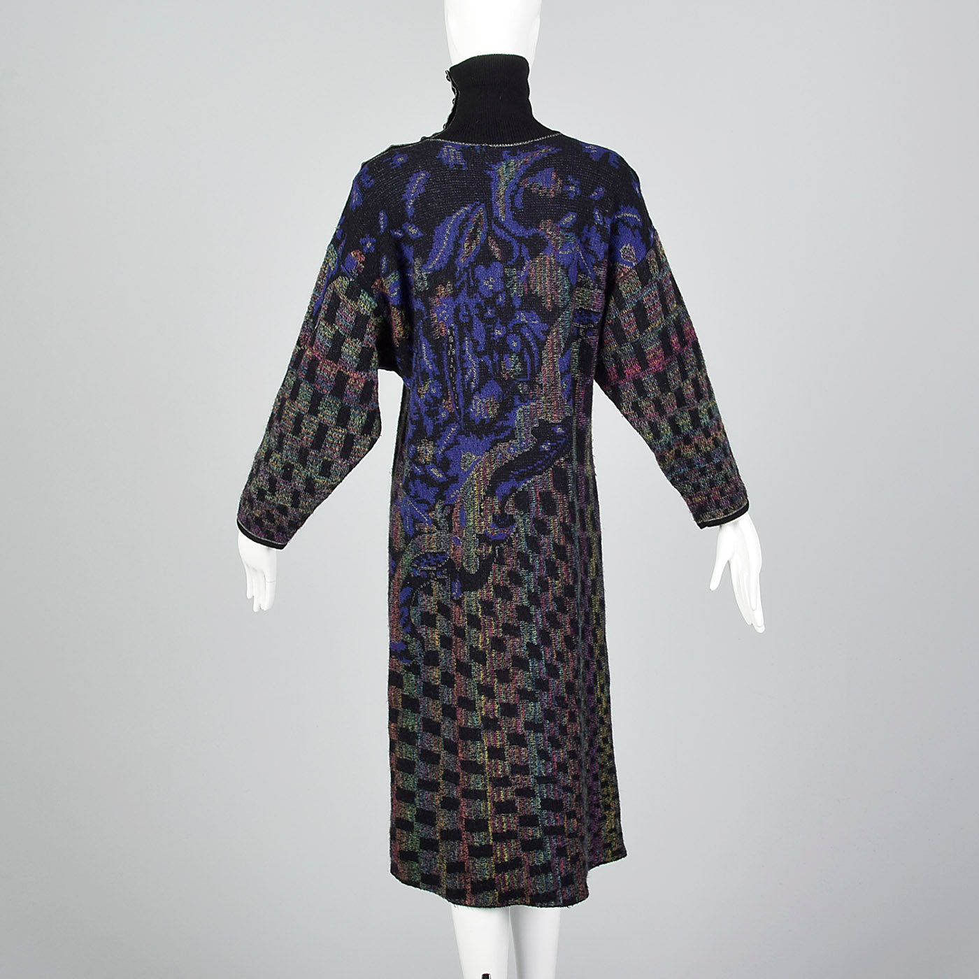 1980s Emanuel Ungaro Wool Sweater Dress with Button Up Turtleneck