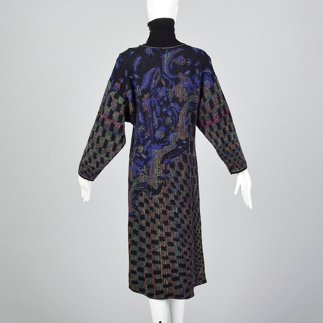 1980s Emanuel Ungaro Wool Sweater Dress with Button Up Turtleneck