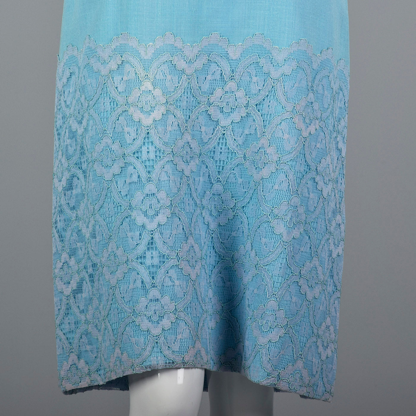 1960s Baby Blue Two Piece Set with Lace Trim