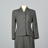 1950s Classic Gray Tweed Skirt Suit