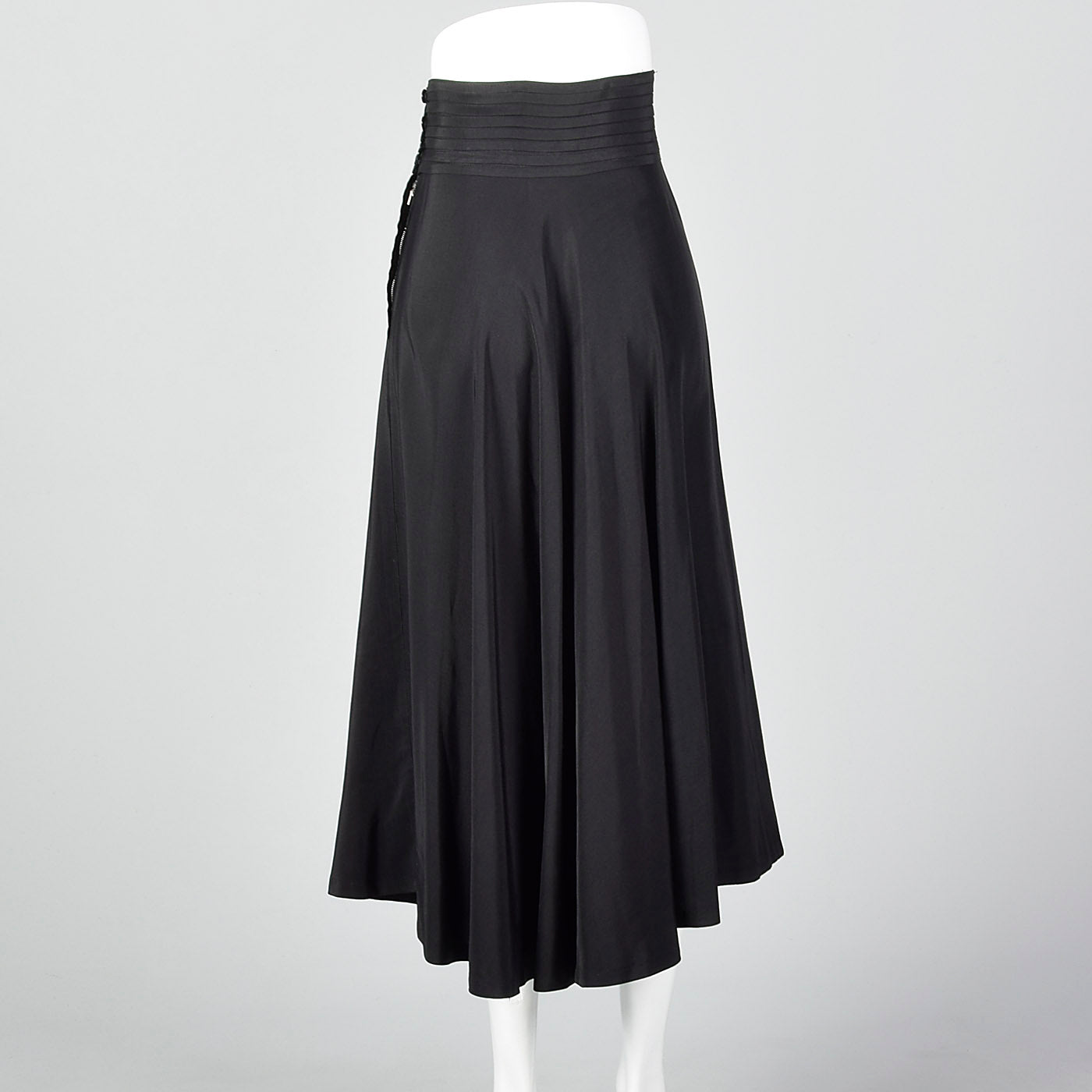 1950s Black Pleated Waistband Skirt