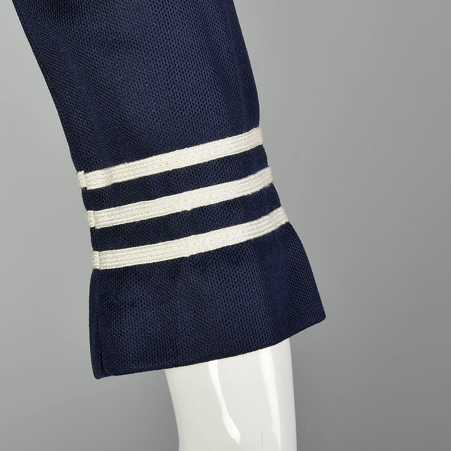 Small 1970s Sexy Sailor Dress Micro Mini Navy Blue Long Sleeves