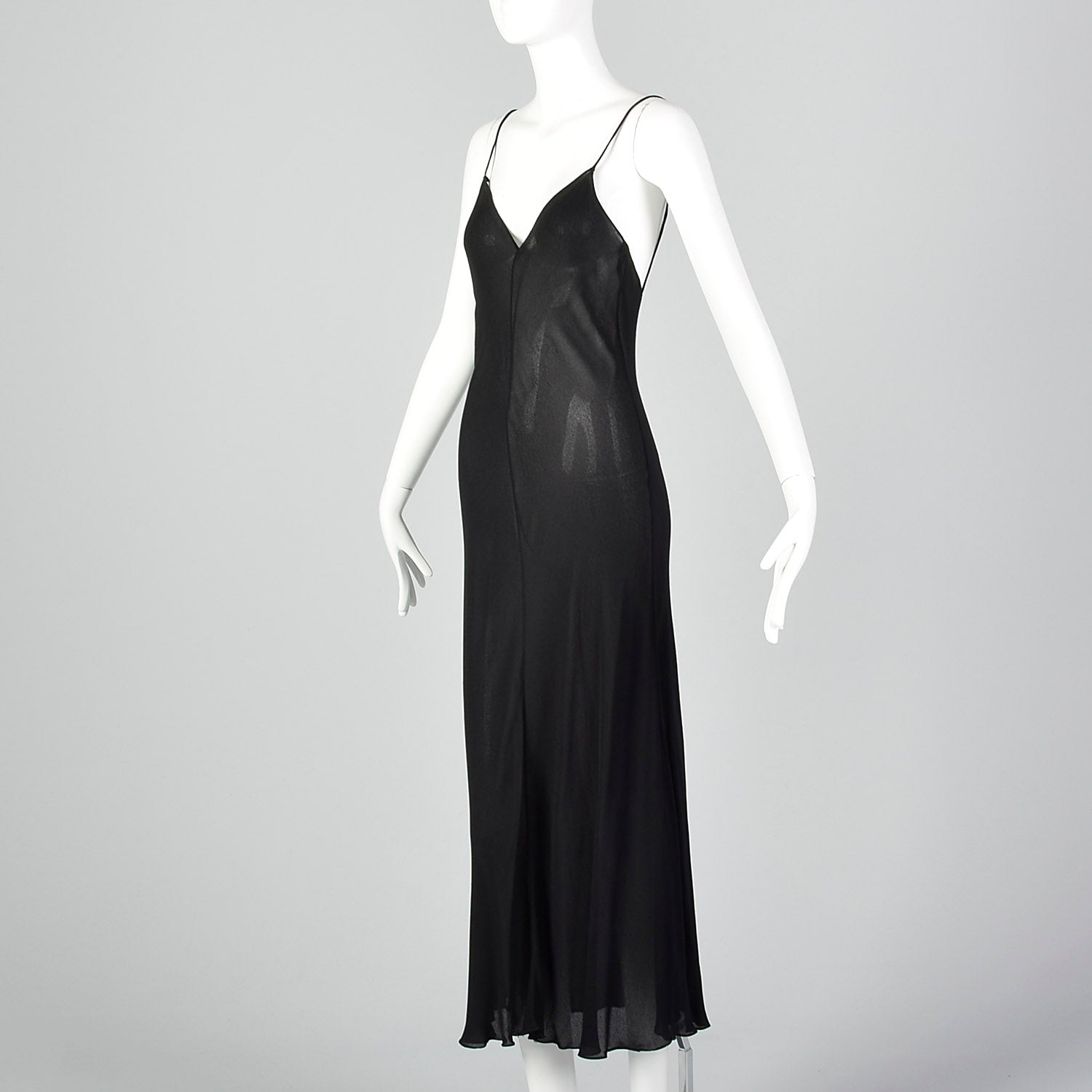 S/M Donna Karan Late 1980s Sheer Bias Cut Dress