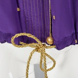 1990s Ellen Tracy Purple Silk Jacket with Metallic Gold Details