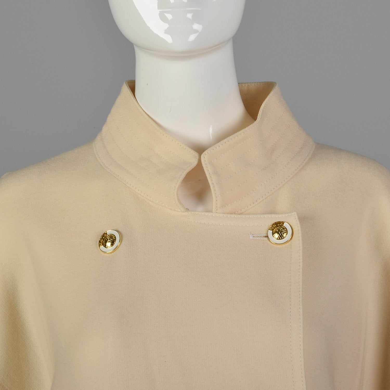 Louis Feraud Vintage Cream Wool Skirt & Double Breasted Jacket Suit