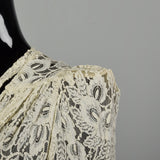 Small 1930s Wedding Dress Lace Sheer Formal Long Sleeve Evening Bridal Gown