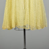 Small 1960s Yellow Lace 2pc Set Crop Top Sleeveless Dress