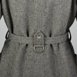1970s Wool and Canvas Trench Coat with Snap Closures