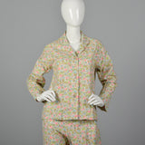 1960s Deadstock Flannel Pajamas in Pink Floral
