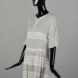 Medium 1920s Lawn Dress Semi-Sheer Summer Short Sleeve Cotton Day