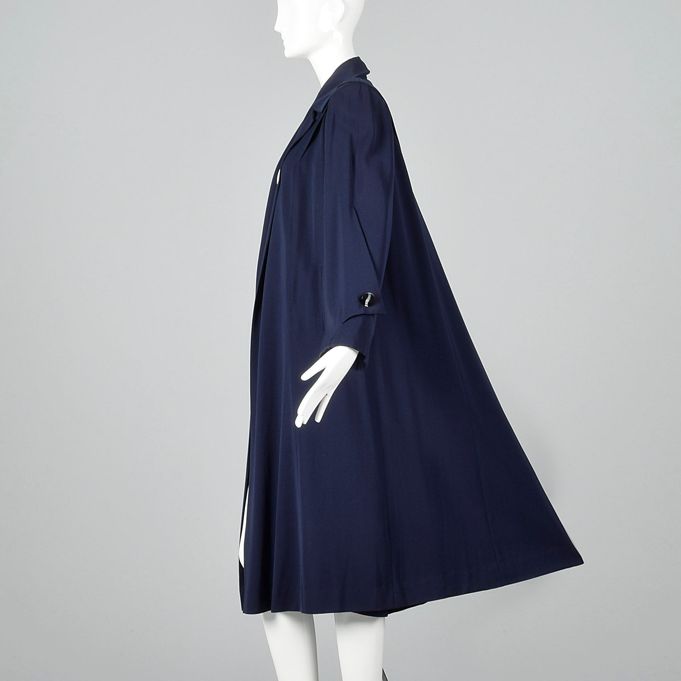 1940s Navy Blue Gabardine Coat