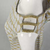 Small Pierre Balmain 1970s Gold and Ivory Sleeveless Dress 70s