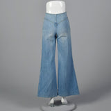 1970s Bell Bottom Cotton Denim Zip Front jeans