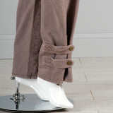 D&G Superior Denim by Dolce & Gabbana Taupe Twill Pants with Zippers Snaps and Smocked Thighs