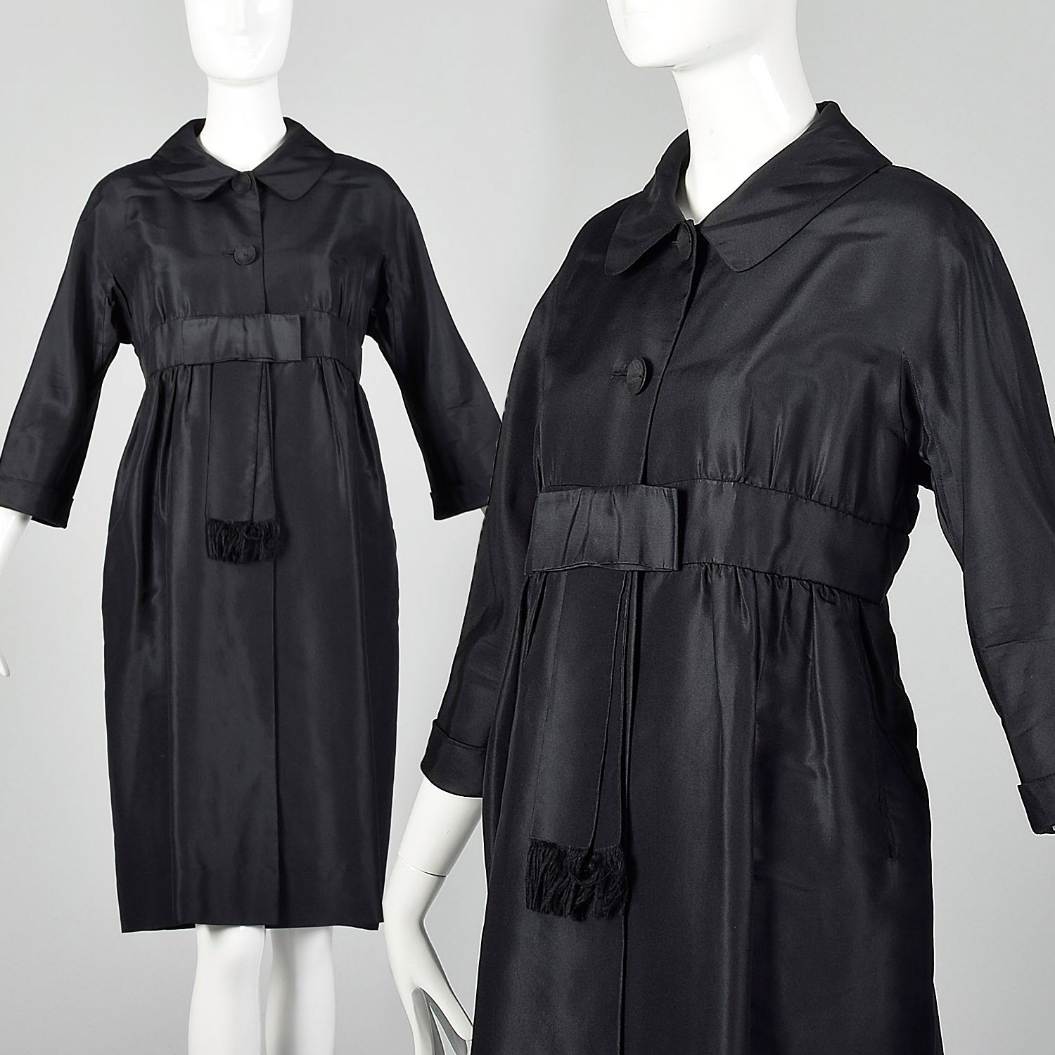 Large 1960s Black Silk Evening Jacket