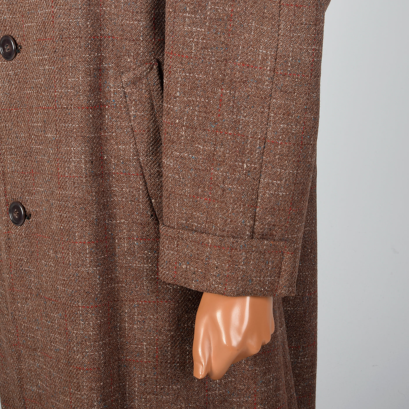 1950s Men's Brown Atomic Fleck Wool Overcoat