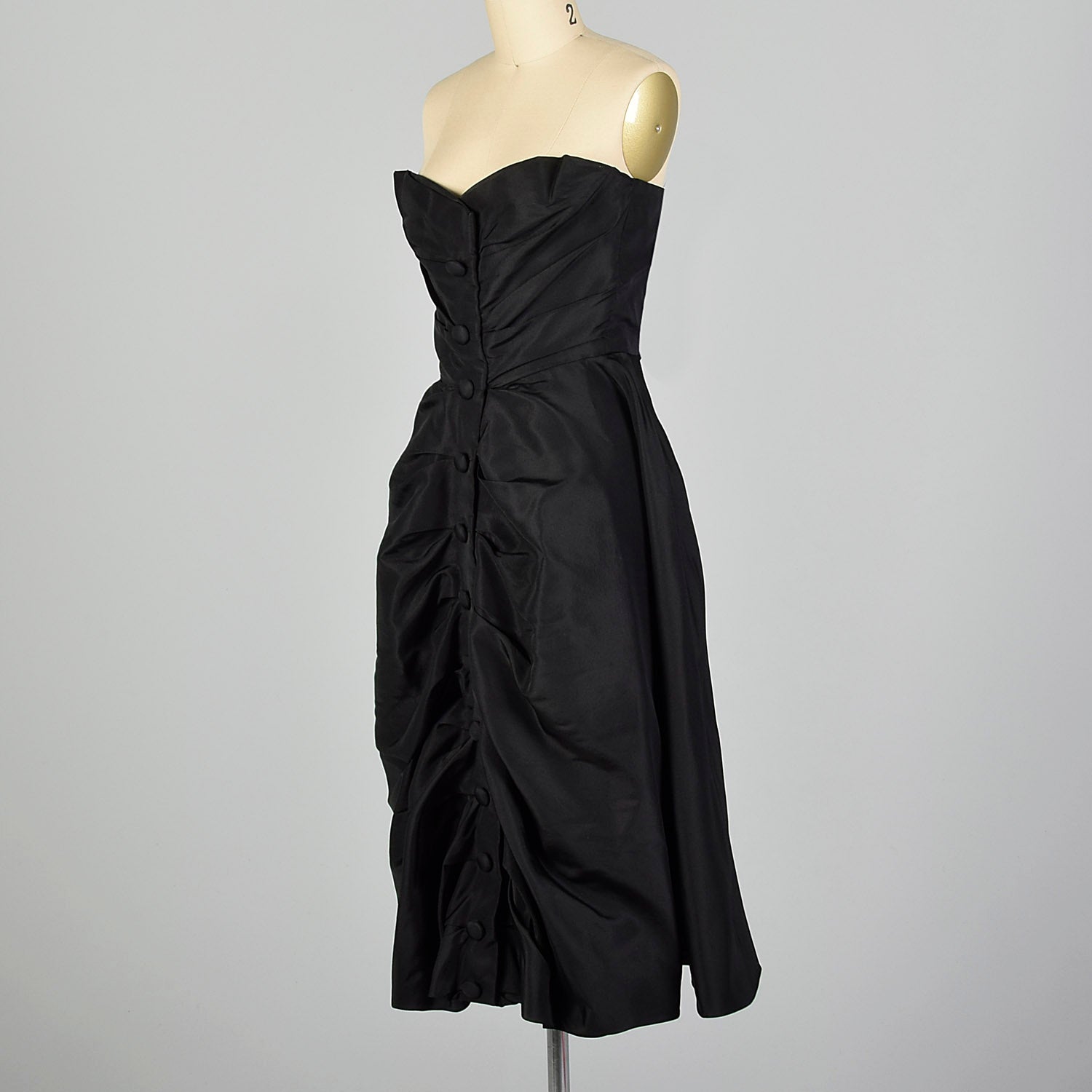 1940s Christian Dior Black Silk Evening Dress