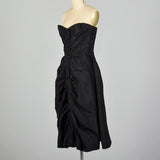 1940s Christian Dior Black Silk Evening Dress