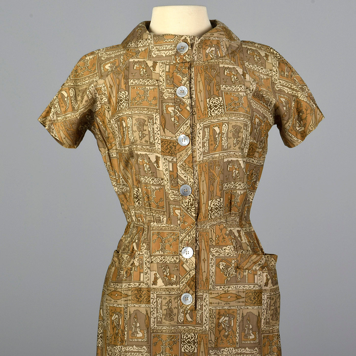 1950s Novelty Print Cotton Dress