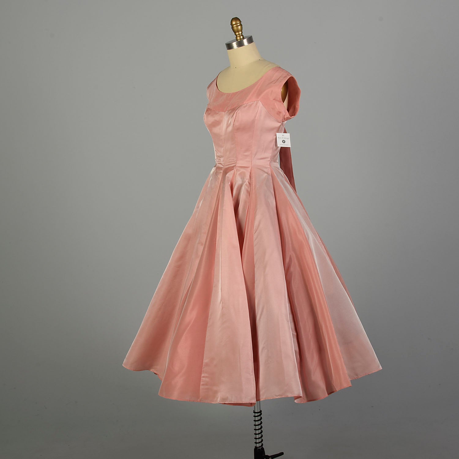 Medium 1950s Dress Pink Fit and Flare Circle Skirt Prom Evening Cocktail Gown