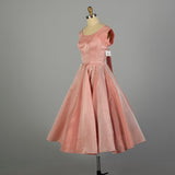 Medium 1950s Dress Pink Fit and Flare Circle Skirt Prom Evening Cocktail Gown