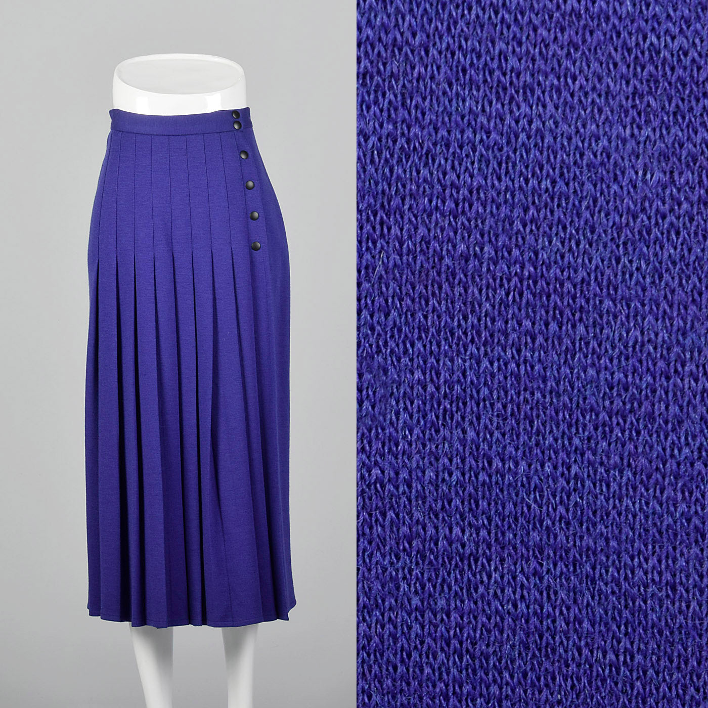 1990s Sonia Rykiel Purple Knit Pleated Skirt