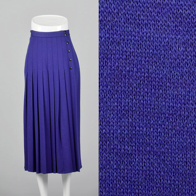 1990s Sonia Rykiel Purple Knit Pleated Skirt