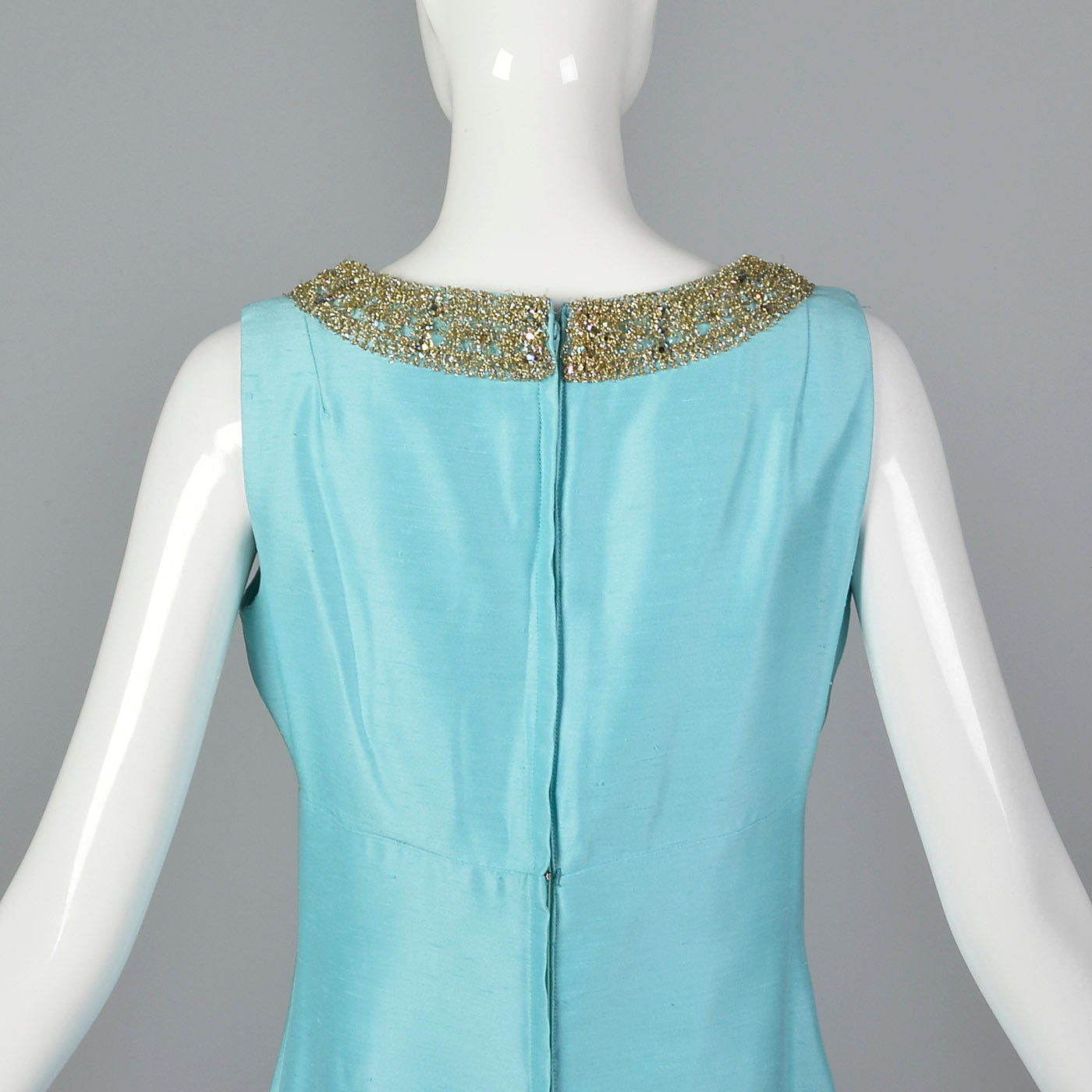 1960s Blue Maxi Dress with Keyhole Bust