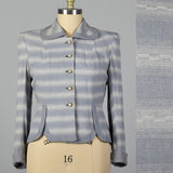 1950s Blue and White Stripe Fitted Blazer