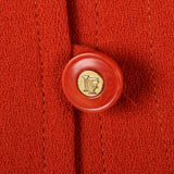 1980s Louis Feraud Red Skirt Suit in Wool Crepe