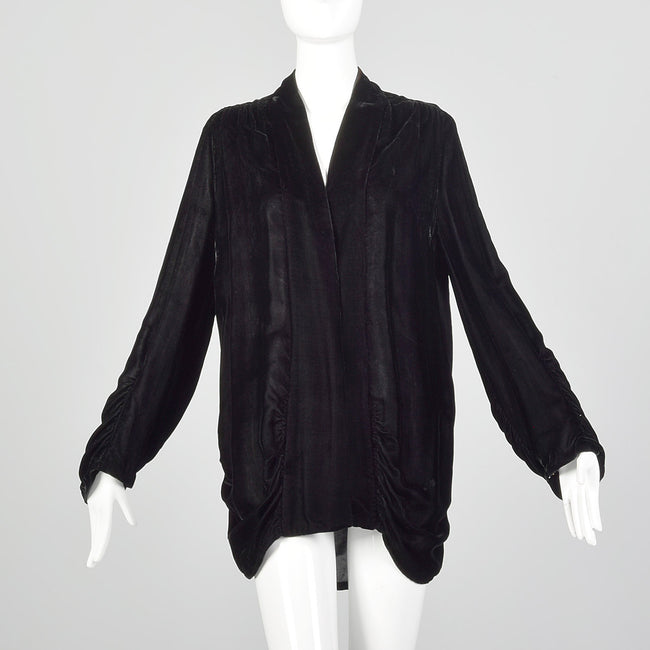 Medium 1920s Black Velvet Cardigan