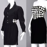 1980s Victor Costa Black Velvet Cocktail Dress with Bolero Jacket
