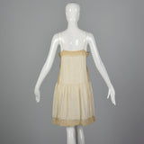 1920s Cream Silk Slip with Lace Trim
