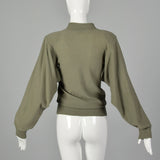 Medium 1980s Green Sweater with Vented Open Armpits