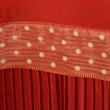 1950s Red Taffeta Half Slip with Crystal Pleats and Polka Dot Ribbon