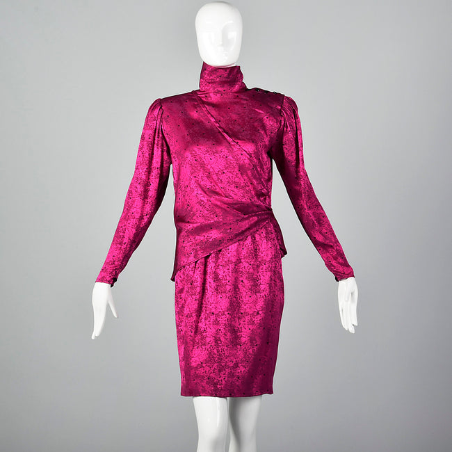 1980s Emanuel Ungaro Hot Pink Skirt Set